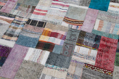 Kirk Yama Grey Patchwork Cotton Wool Handmade Area Rug 6'7'' x 9'8''