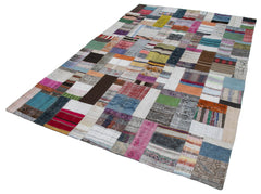Kirk Yama Grey Patchwork Cotton Wool Handmade Area Rug 6'7'' x 9'11''