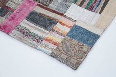 Kirk Yama Grey Patchwork Cotton Wool Handmade Area Rug 6'7'' x 9'11''