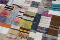 Kirk Yama Grey Patchwork Cotton Wool Handmade Area Rug 6'7'' x 9'11''