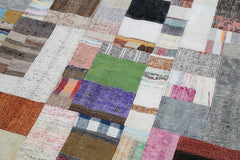 Kirk Yama Grey Patchwork Cotton Wool Handmade Area Rug 6'7'' x 9'10''