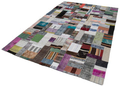 Kirk Yama Grey Patchwork Cotton Wool Handmade Area Rug 6'7'' x 10'0''
