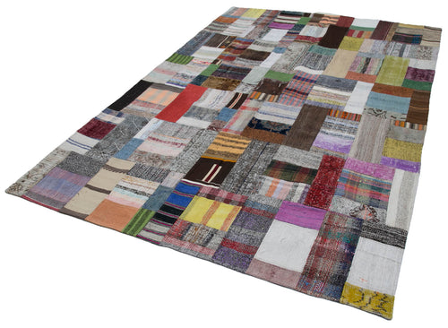 Kirk Yama Grey Patchwork Cotton Wool Handmade Area Rug 6'7'' x 9'10''