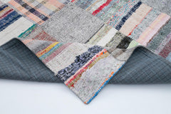 Handmade Area Rug | Grey Patchwork Carpet 6'11''x9'10'' Cotton Wool Blend