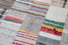 Handmade Area Rug | Grey Patchwork Carpet 6'11''x9'10'' Cotton Wool Blend