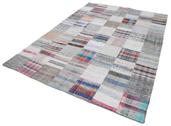 Kirk Yama White Patchwork Cotton Wool Handmade Area Rug 6'11'' x 10'0''