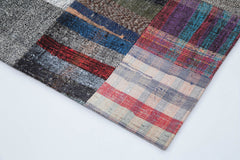 Handmade Area Rug - Kirk Yama Grey Patchwork Cotton Wool Blend 6'11''x10'0''