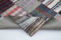Handmade Area Rug - Kirk Yama Grey Patchwork Cotton Wool Blend 6'11''x10'0''
