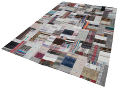 Kirk Yama Grey Patchwork Cotton Wool Handmade Area Rug 6'9'' x 10'0''
