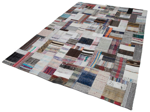 Kirk Yama Grey Patchwork Cotton Wool Handmade Area Rug 6'9'' x 10'0''