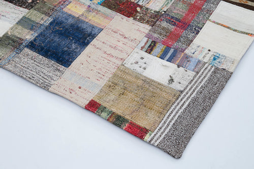 Kirk Yama Grey Patchwork Cotton Wool Handmade Area Rug 6'9'' x 10'0''