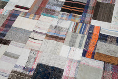 Kirk Yama Grey Patchwork Cotton Wool Handmade Area Rug 6'9'' x 10'0''