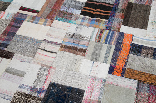 Kirk Yama Grey Patchwork Cotton Wool Handmade Area Rug 6'9'' x 10'0''