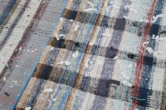 Handmade Area Rug - Grey Patchwork Cotton Wool Blend 7'x10' Durable Turkish Carpet