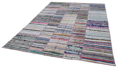 Kirk Yama Grey Patchwork Cotton Wool Handmade Area Rug 9'3'' x 6'6''