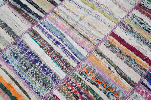 Kirk Yama Grey Patchwork Cotton Wool Handmade Area Rug 9'3'' x 6'6''