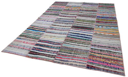 Kirk Yama Grey Patchwork Cotton Wool Handmade Area Rug 6'8'' x 9'4''