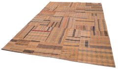 Kirk Yama Orange Patchwork Cotton Wool Handmade Area Rug 6'11'' x 9'8''