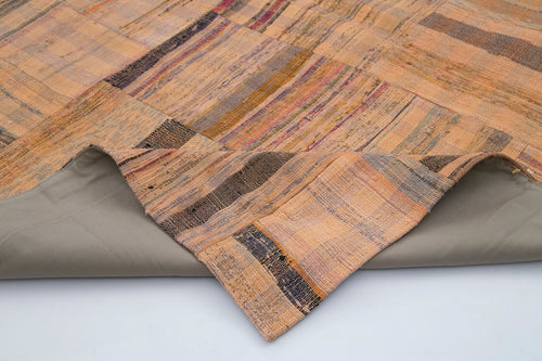 Kirk Yama Orange Patchwork Cotton Wool Handmade Area Rug 6'11'' x 9'8''