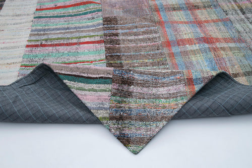 Kirk Yama Grey Patchwork Cotton Wool Handmade Area Rug 6'8'' x 9'11''