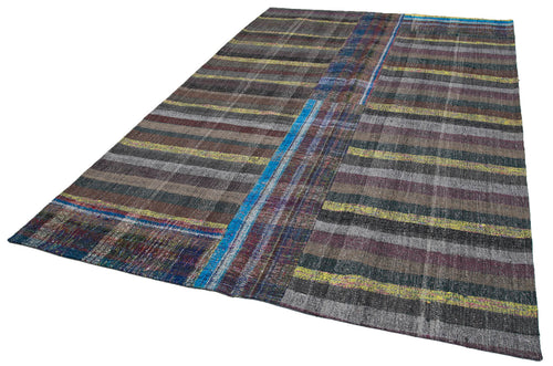 Kirk Yama Grey Patchwork Cotton Wool Handmade Area Rug 6'5'' x 9'10''