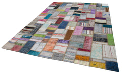Kirk Yama Grey Patchwork Cotton Wool Handmade Area Rug 7'0'' x 9'7''