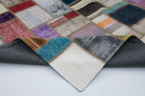 Kirk Yama Grey Patchwork Cotton Wool Handmade Area Rug 7'0'' x 9'7''