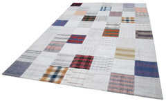 Kirk Yama White Patchwork Cotton Wool Handmade Area Rug 6'8'' x 9'10''