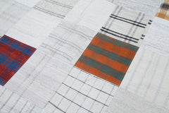 Kirk Yama White Patchwork Cotton Wool Handmade Area Rug 6'8'' x 9'10''