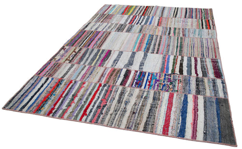 Kirk Yama Grey Patchwork Cotton Wool Handmade Area Rug 6'7'' x 9'4''