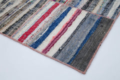 Kirk Yama Grey Patchwork Cotton Wool Handmade Area Rug 6'7'' x 9'4''