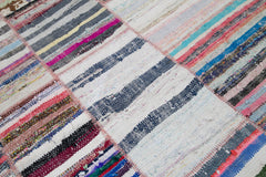 Kirk Yama Grey Patchwork Cotton Wool Handmade Area Rug 6'7'' x 9'4''