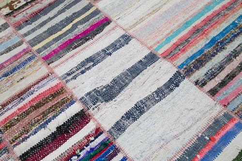 Kirk Yama Grey Patchwork Cotton Wool Handmade Area Rug 6'7'' x 9'4''