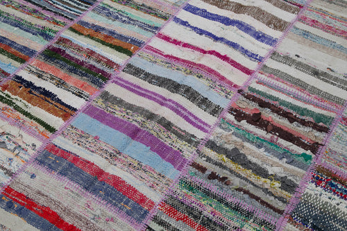 Kirk Yama Grey Patchwork Cotton Wool Handmade Area Rug 6'4'' x 9'3''