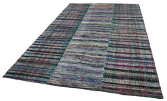 Kirk Yama Grey Patchwork Cotton Wool Handmade Area Rug 6'8'' x 9'7''