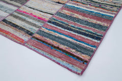 Handmade Area Rug - Kirk Yama Grey Patchwork Cotton Wool Carpet 6'11''x9'2''