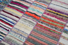 Handmade Area Rug - Kirk Yama Grey Patchwork Cotton Wool Carpet 6'11''x9'2''