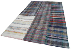 Kirk Yama Grey Patchwork Cotton Wool Handmade Area Rug 6'6'' x 9'11''