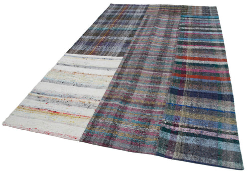 Kirk Yama Grey Patchwork Cotton Wool Handmade Area Rug 6'6'' x 9'11''
