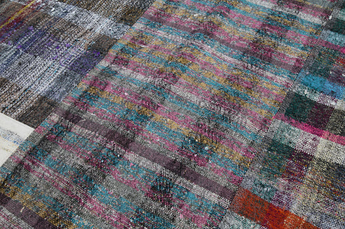 Kirk Yama Grey Patchwork Cotton Wool Handmade Area Rug 6'6'' x 9'11''