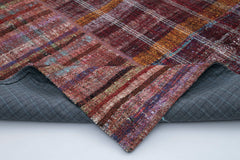 Handmade Area Rug - Red Patchwork Carpet 6'8"x9'10" | Cotton Wool Vintage Turkish