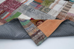 Kirk Yama Grey Patchwork Cotton Wool Handmade Area Rug 6'7'' x 10'0''
