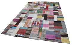 Kirk Yama Grey Patchwork Cotton Wool Handmade Area Rug 6'7'' x 9'10''
