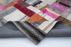 Kirk Yama Grey Patchwork Cotton Wool Handmade Area Rug 6'7'' x 9'10''