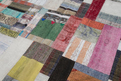 Kirk Yama Grey Patchwork Cotton Wool Handmade Area Rug 6'7'' x 9'10''