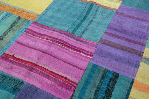 Kirk Yama Grey Patchwork Cotton Wool Handmade Area Rug 6'7'' x 9'11''