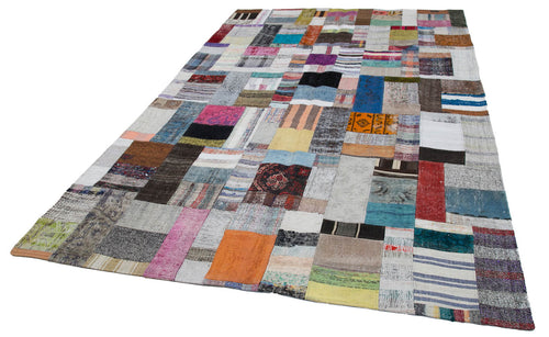 Kirk Yama Grey Patchwork Cotton Wool Handmade Area Rug 6'7'' x 10'0''
