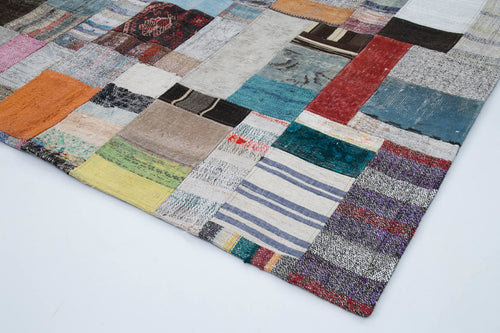 Kirk Yama Grey Patchwork Cotton Wool Handmade Area Rug 6'7'' x 10'0''