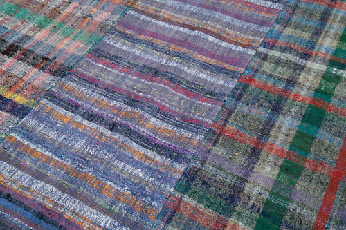 Kirk Yama Grey Patchwork Cotton Wool Handmade Area Rug 6'10'' x 9'11''