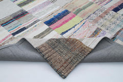 Handmade Area Rug - White Patchwork Cotton Wool Rug 6'8" x 9'11" Durable Soft Texture